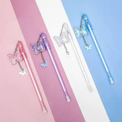 귀여운 스팽글 나비 펜던트 젤 펜, 술 달린 글쓰기 펜, 학생 문구, 학교 사무용품, 기념품 선물