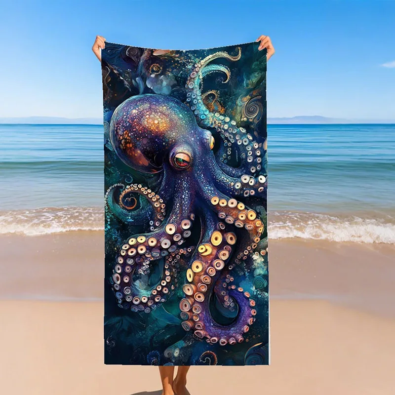 Colorful Octopus Beach Towel for Fun Patterned Sunscreen And Windproof Suitable For Swimming Pool Camping Travel Blanket