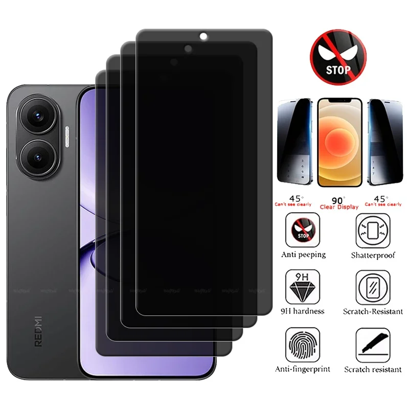 

4/3/2/1Pcs For Redmi Turbo 4 Pro Glass Redmi Turbo 4 Pro Glass 9H HD Privacy Anti-Spy Screen Protector Xiaomi Redmi Turbo 4 Pro
