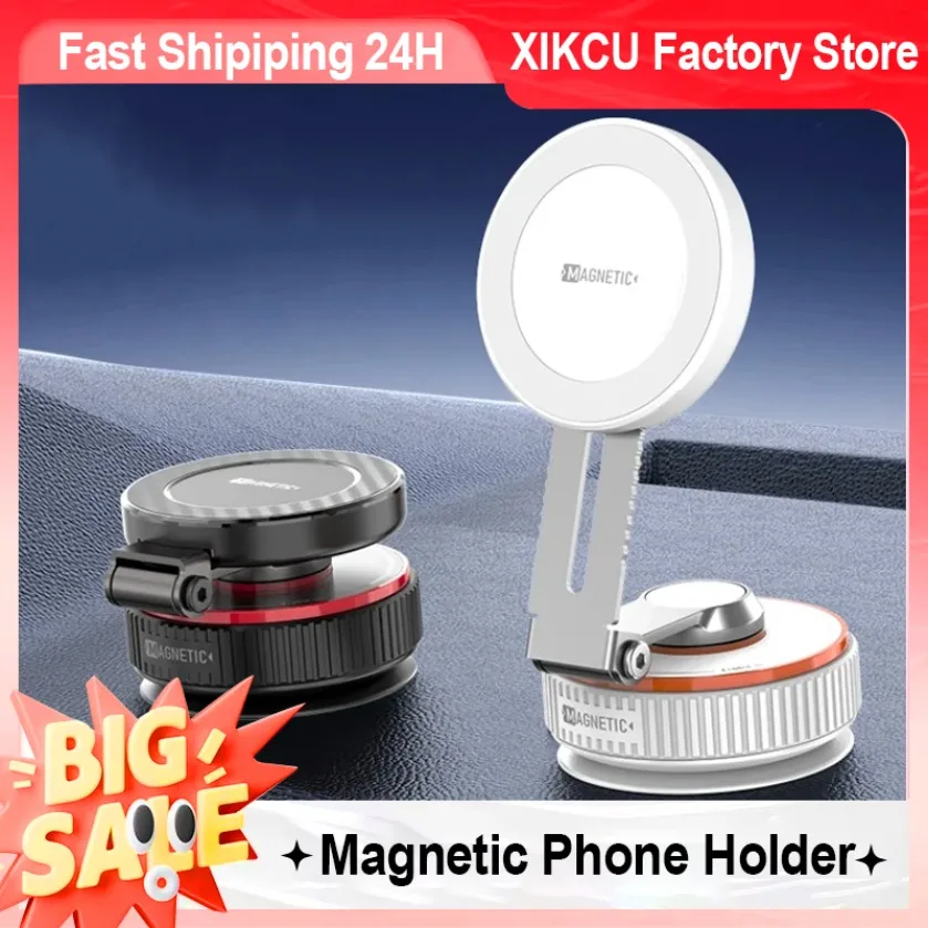 

360 ° Вращающийся вакуумный автомобильный магнитный держатель для телефона, складной автомобильный магнитный держатель для приборной панели для Magsafe iPhone 17 16 15, Samsung