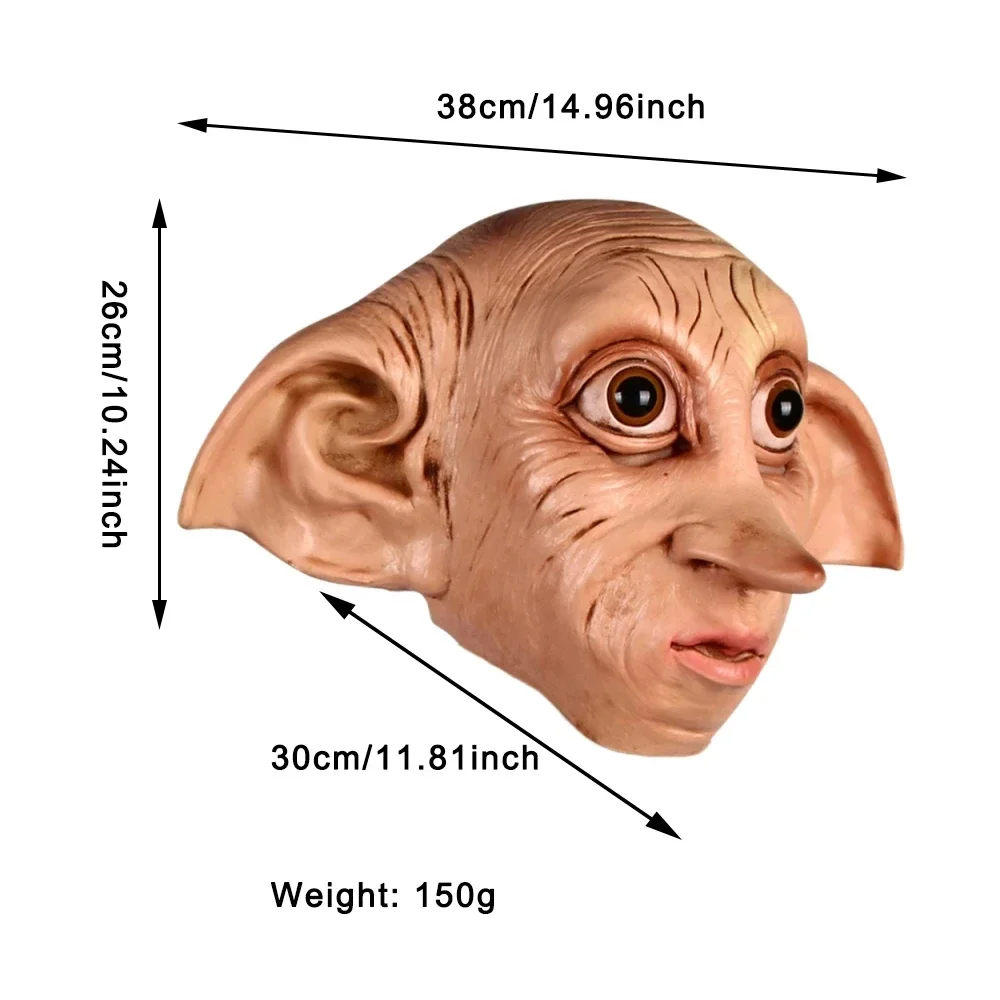 Cosplay House-Elf Full Face Mask Funny Animal Dobby Masks Meng Stay Lifelike Latex Helmet Halloween Party Costume Props