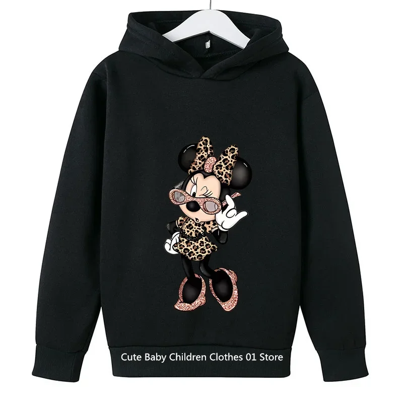 1-14 Years Old Hoodie Mickey Print Hoodie Cute Simple Fashion Soft Loose Pullover Student Boys And Girls Children Cartoon Top