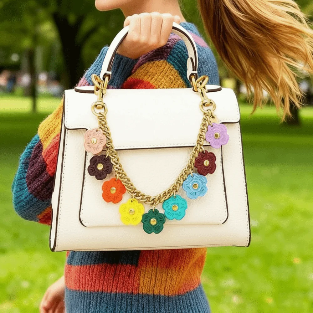 Cute Colorful Flower Bag Chain Charm Metal Bag Accessories Wallet Chain Charm DIY Bag Strap Extender Chain Keychain & Charms