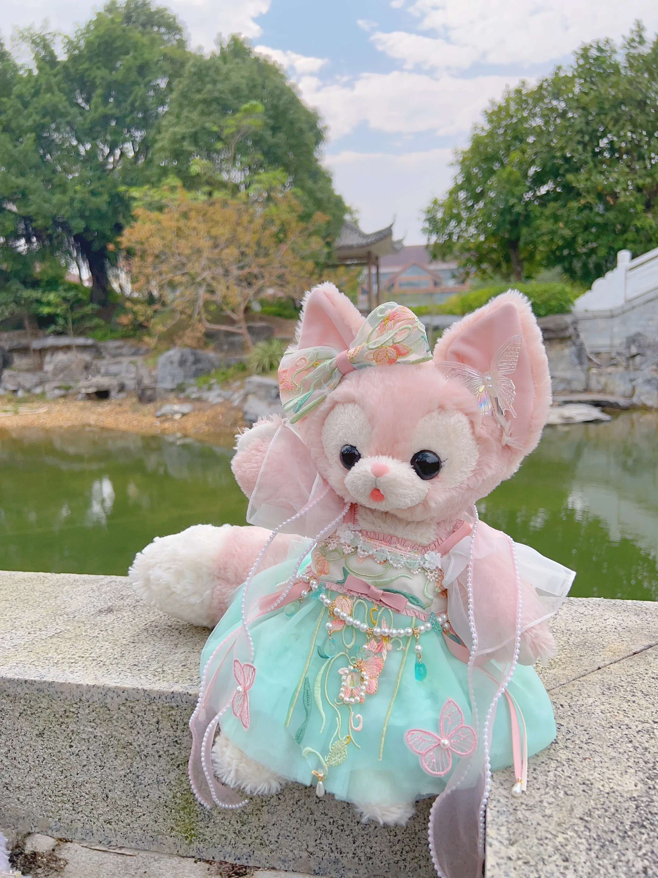 

13 дюймов S Размер LinaBell и StellaLou Плюшевая Кукла Одежда с узором бабочки зеленая газовая юбка Китайская традиционная одежда