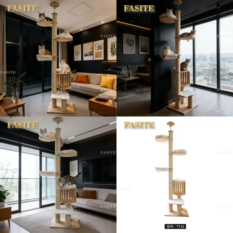 For Cat Climbing Frame Tower Tree Scratching Post Condo Furniture Small Apartment Space Saving Integrated Playhouse Toy