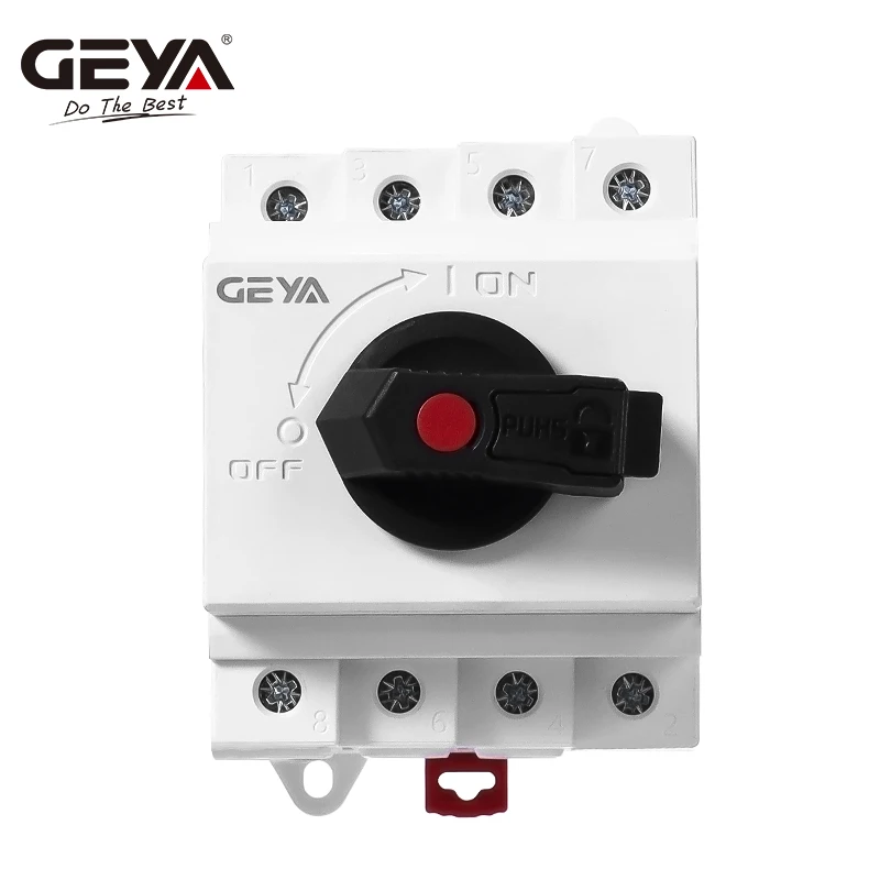 GEYA DB32R DC Solar Isolator Switch PV Disconnector 1200VDC 32A 4P Din Rail Rotating Handle Solar Isolating Switch