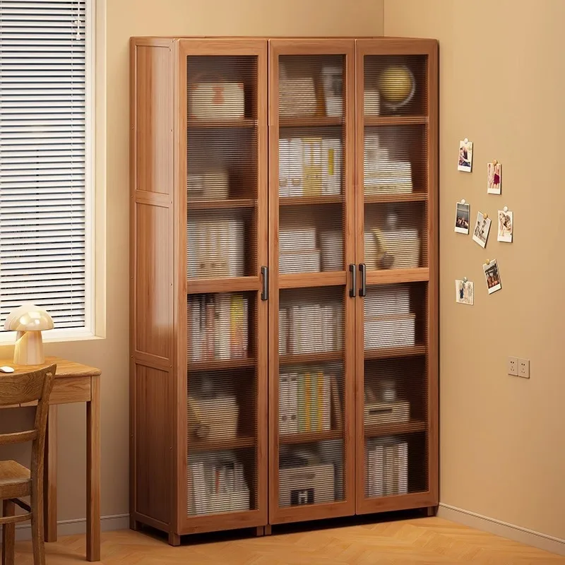 HYS Bookcase Floor-to-ceiling locker Integrated wall with door Transparent dustproof display shelf Household living
