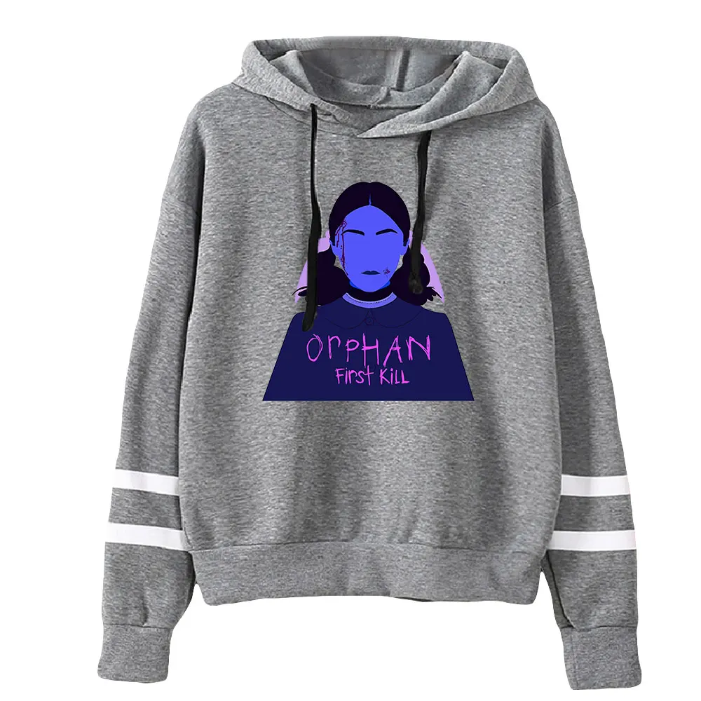 Orphan First Kill Sweatshirt lengan bar paralel uniseks baju Hoodie Pria Wanita pakaian film horor Amerika