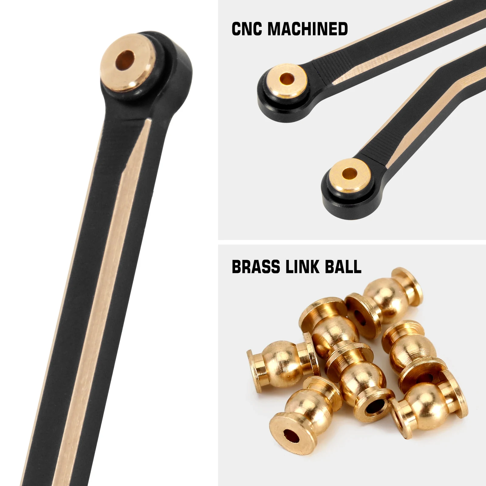 INJORA 36g Black Coating Brass High Clearance Chassis 4 Links Set for 1/24 RC Crawler Axial SCX24 Deadbolt B17