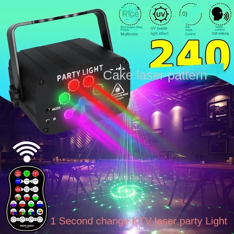 KTV Laser Mini laser 8 hole lamp party atmosphere DJ lamp pattern rotary projection scanning lamp stage light