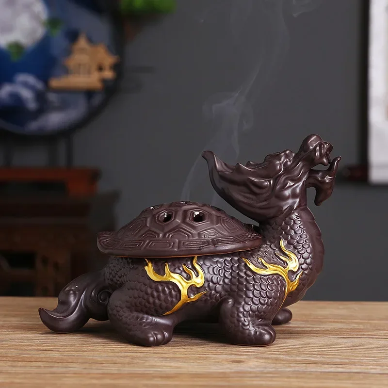 LMHBJY Creative Ceramic Dragon Turtle Plate Incense Burner Home Decoration Sandalwood Agarwood Indoor Desktop Ornaments