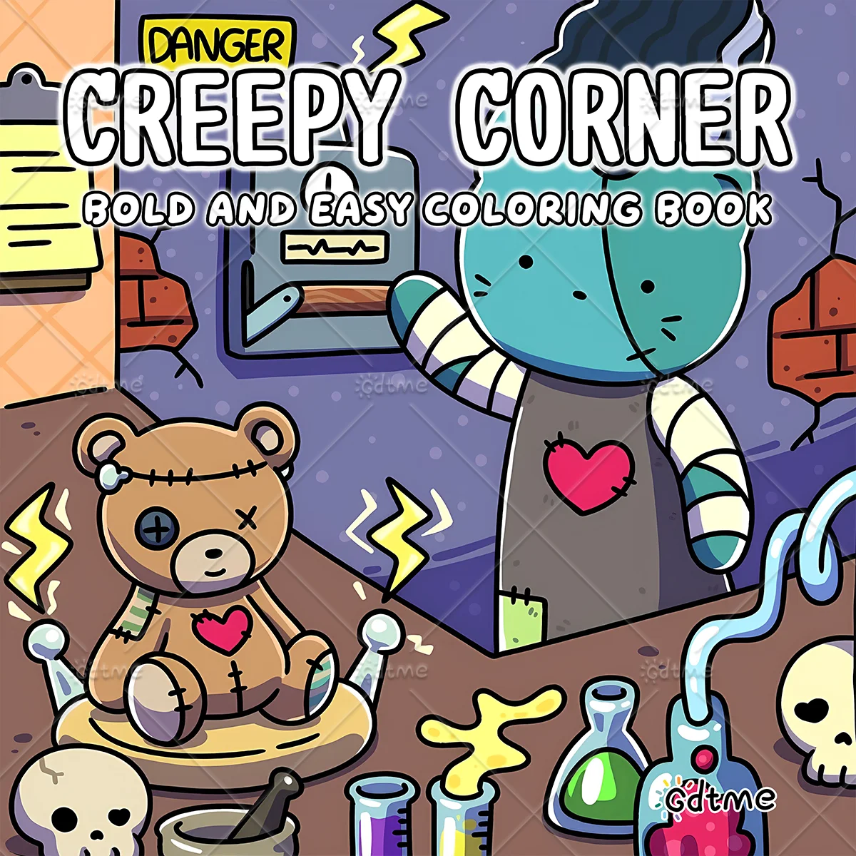 CREEPY CORNER Bold-easy Patterns Coloring Book for Adults Cute Drawing Book Perfect Gift for Party and Birthday ﻿