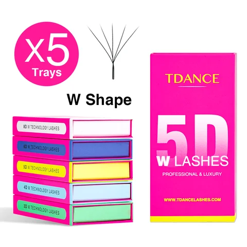 TDANCE 5 Box Sets W Shaped Bloom 3d 4d 5d 6d 8d Eye Lashes Natural Soft Premade Fan Lash Extensions
