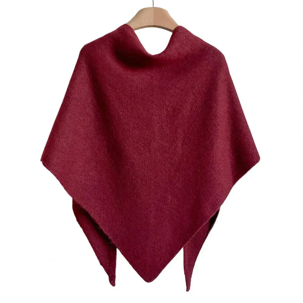 

Solid Color Wool Blend Scarf Shoulder Poncho Coat Elegant Women's Knitted Shawl Wraps Cashmere Cardigan Cape Winter for Stylish