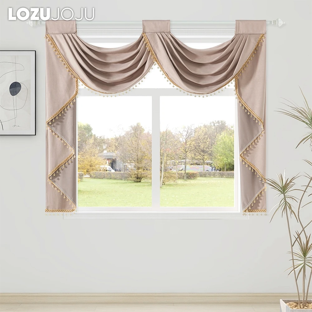 

LOZUJOJU Velvet Fabric Bead Pendant Tassel Decoration Curtain Head Short Curtain Head for Window Decoration Living Room 1PC