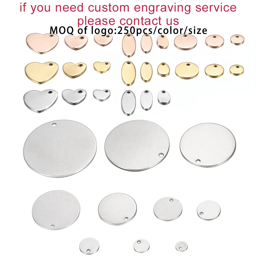 10-50pcs/Lot 6-30mm Stainless Steel Charms Round Stamping Blanks Dog Tag Pendants For DIY Necklaces Jewelry Making Findings