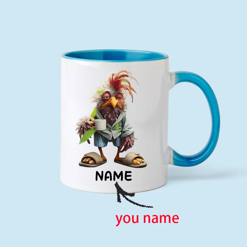 1 Stylish Custom-Name Coffee Mug with a Chicken Design – A Unique Ceramic Gift for Coffee Lovers, Perfect for the Home Kitchen
