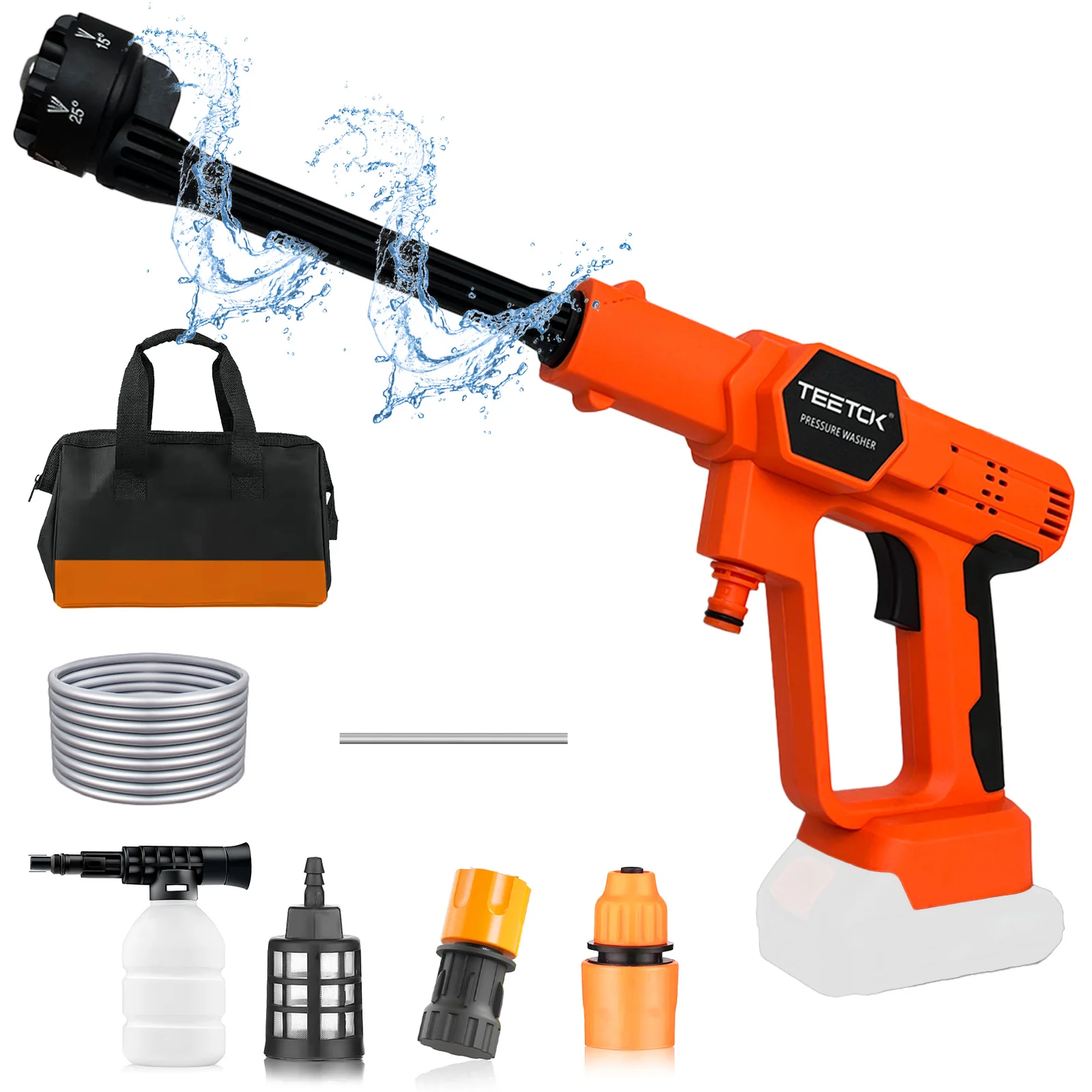 18V Cordless Pressure Washer, 6-in-1 Adjustable Nozzle, Portable Washer Gun for Car Cleaning&Garden Watering(Tool Only)