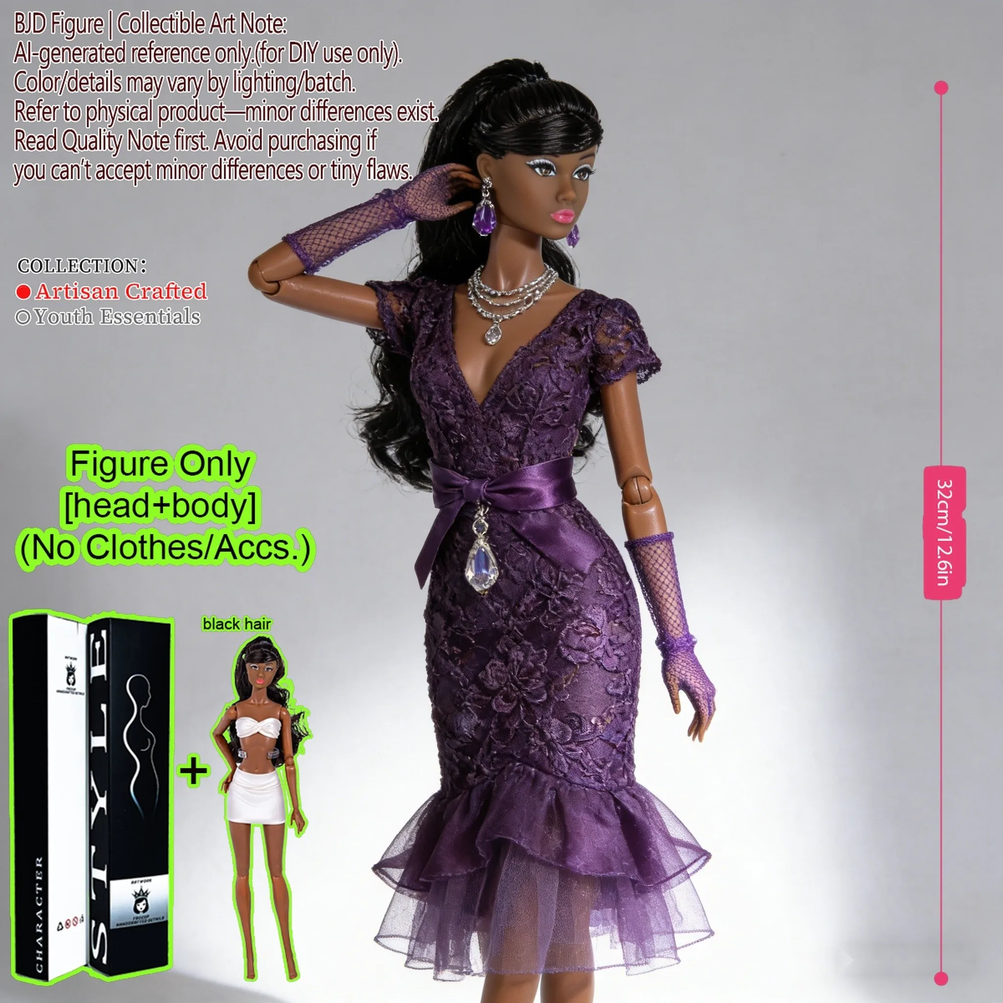 

Профессиональная шарнирная кукла BJD MJD, 12,6 дюйма, 1/6, 12 суставов, силиконовый телосложением и имитацией кожи, с набором волос, для демонстрации и декора, без одежды