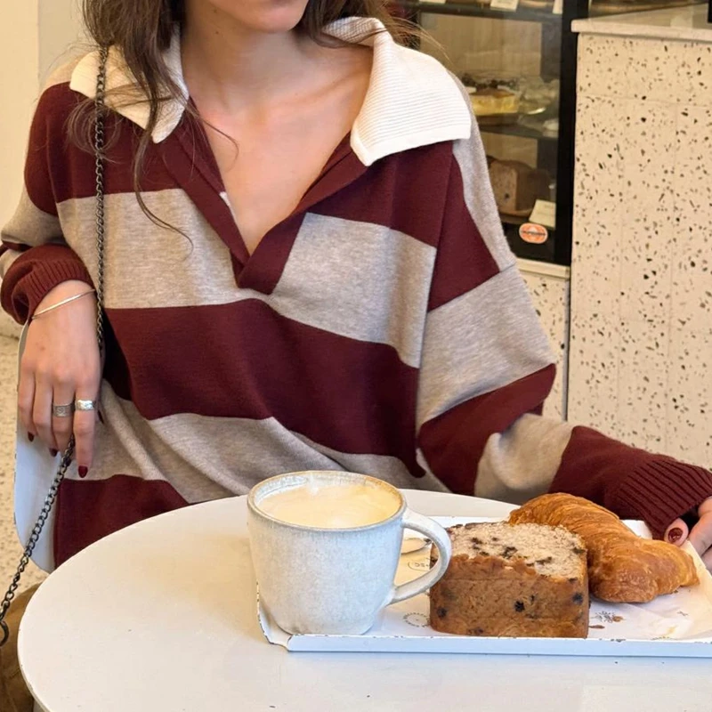 سترات نسائية من Combhasaki Y2K ذات طية صدر السترة مقصوصة وأكمام طويلة بلوفر على شكل حرف V وكتلة ألوان ملابس خروج