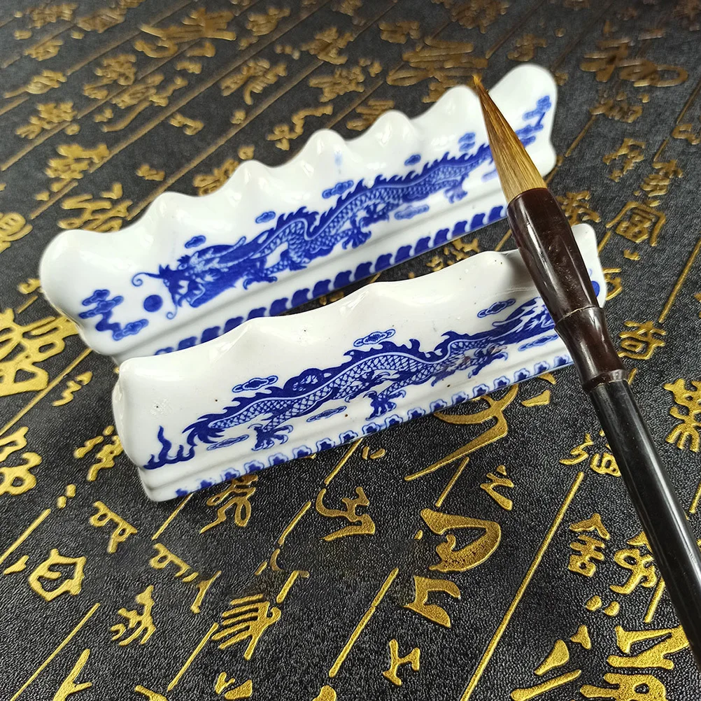 

4Pcs Ceramic Brush Pen Holder Chinese Style Writing Brush Stand for Painting Calligraphy Pen Organizer Desktop Accessory