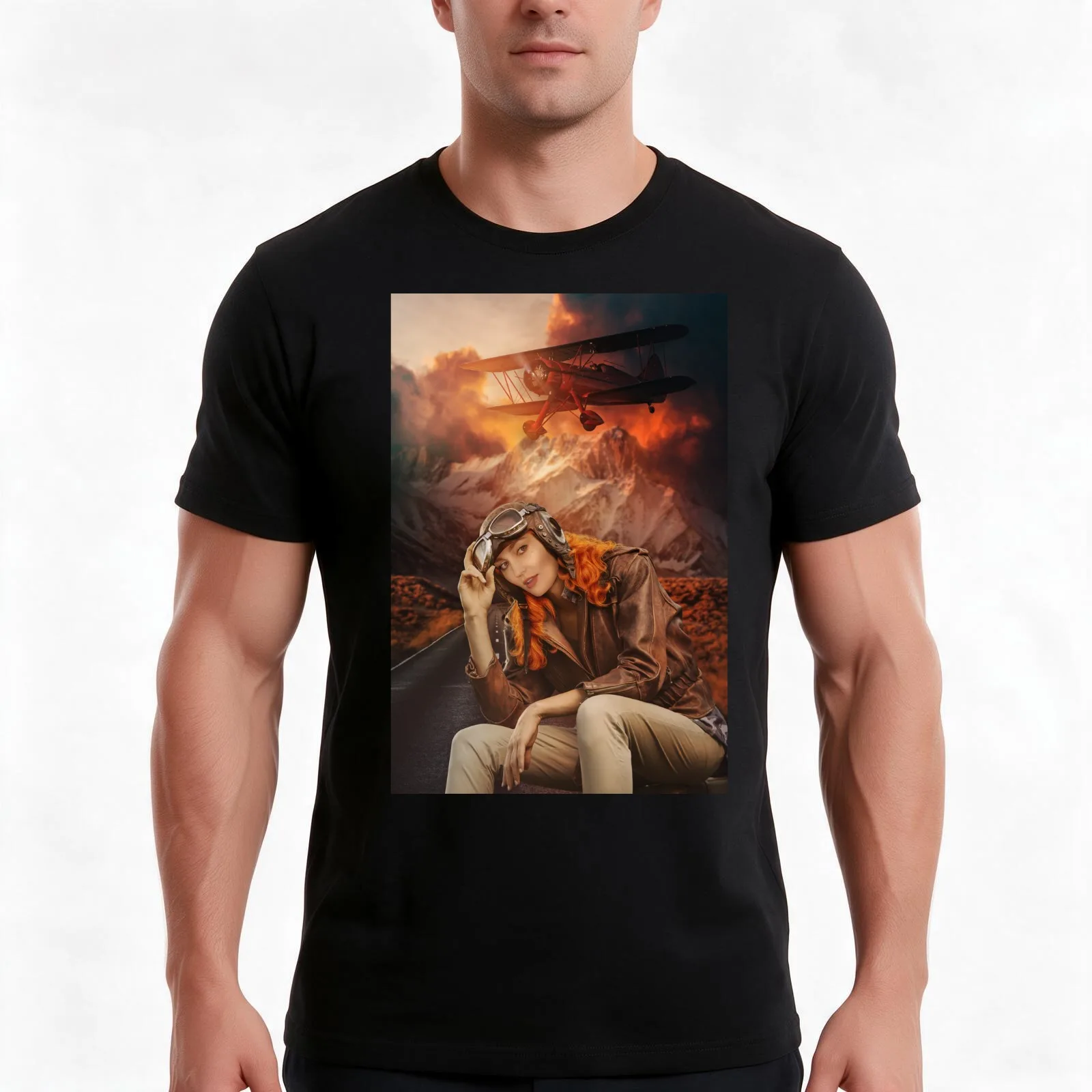 Amelia EarHaught - Wynonna Earp Nicole Haught Fan Art Aviator T-Shirt, Summer Casual Cotton Tee, Oversized Streetwear Tops