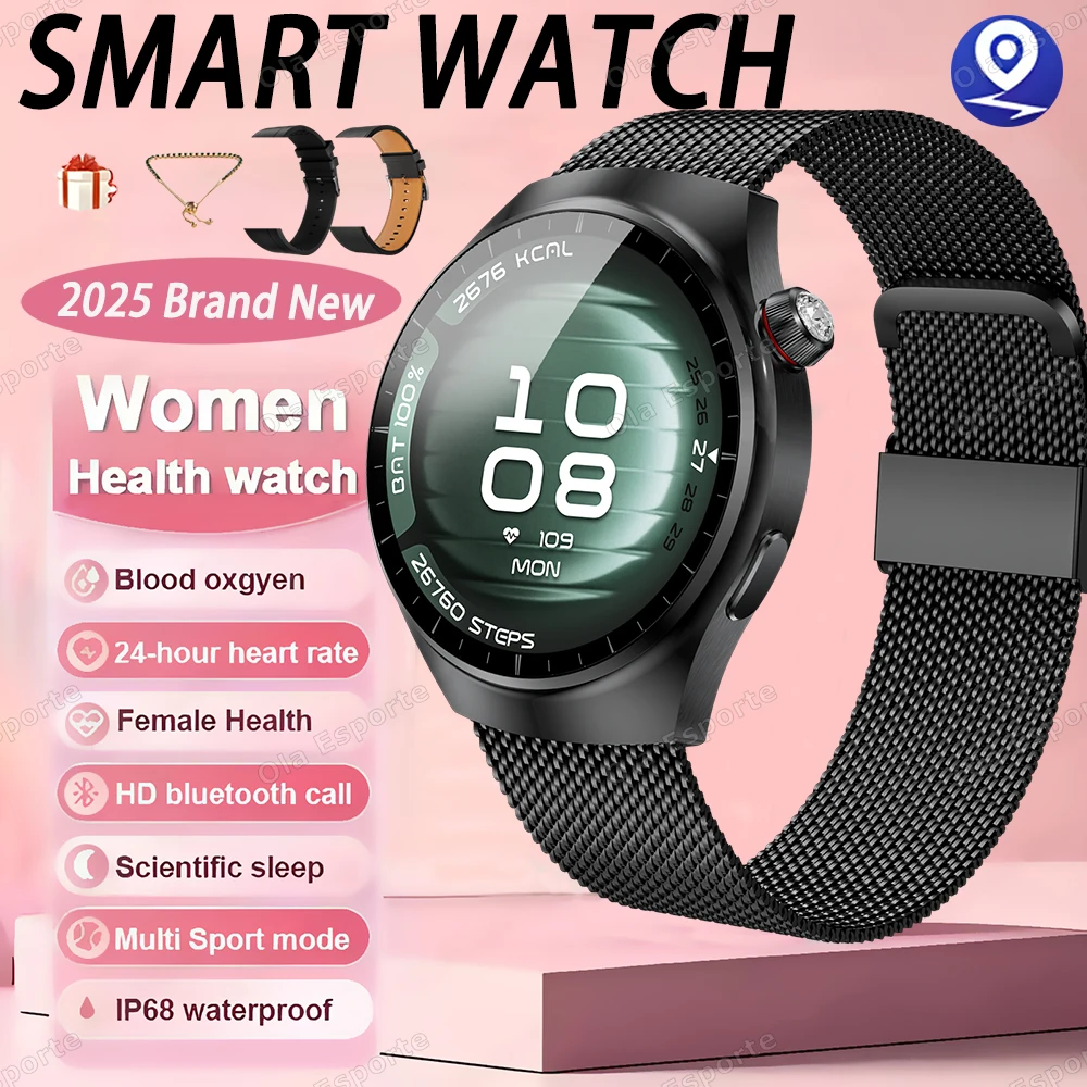 

Новые модные умные часы с AMOLED-экраном GPS NFC Водонепроницаемые спортивные Bluetooth-вызовы Пользовательский циферблат Монитор здоровья Смарт-часы Женские подарки