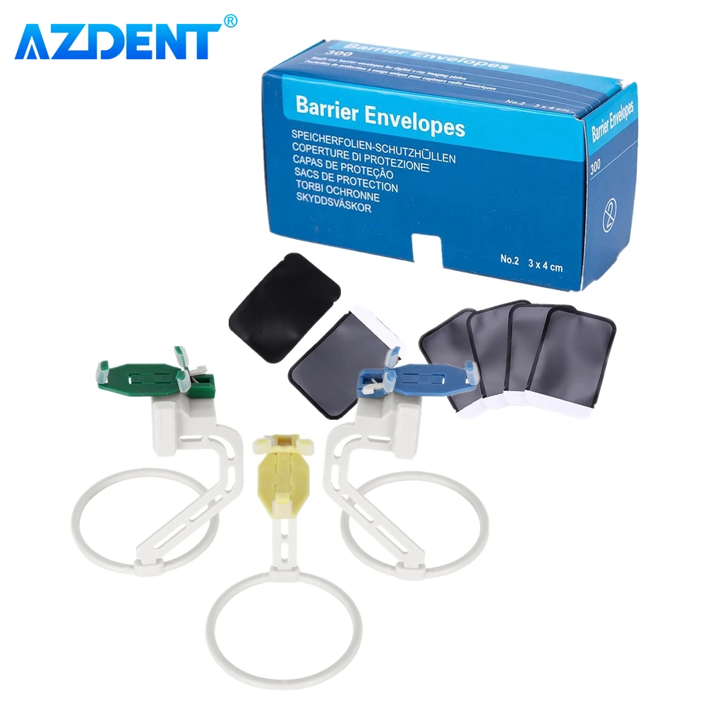 300Pcs/Box Dental Barrier Envelopes 2# X-Ray ScanX X-ray Film Bags AZDENT 3PCS/Kit X-Ray Sensor Holder Digital Sensor Positioner