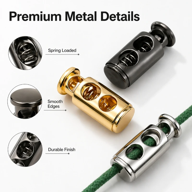 

10/30/50Pcs Metal Cord Lock Double Hole Spring Stopper for Drawstring Paracord Shoelace Bag Hat Garment Rope Adjuster Clasp DIY