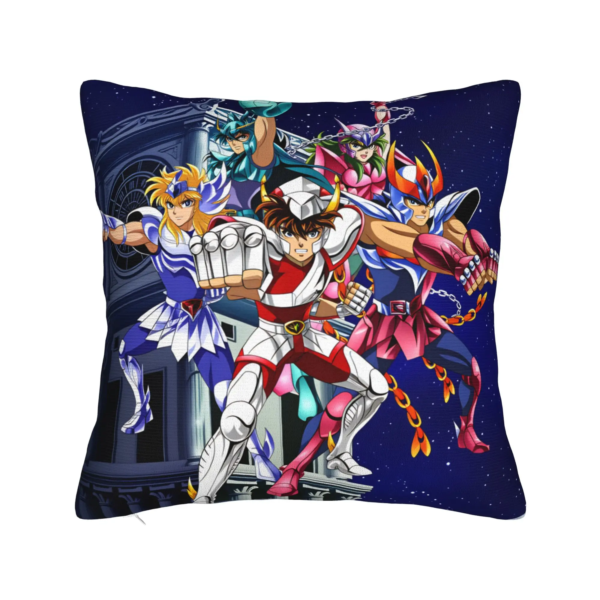 Retro Anime Saint Seiya Gold Saint Pillow Case  Print Pillow Cover Kawaii Pillowcases For Sofa Couch Bed Living Room