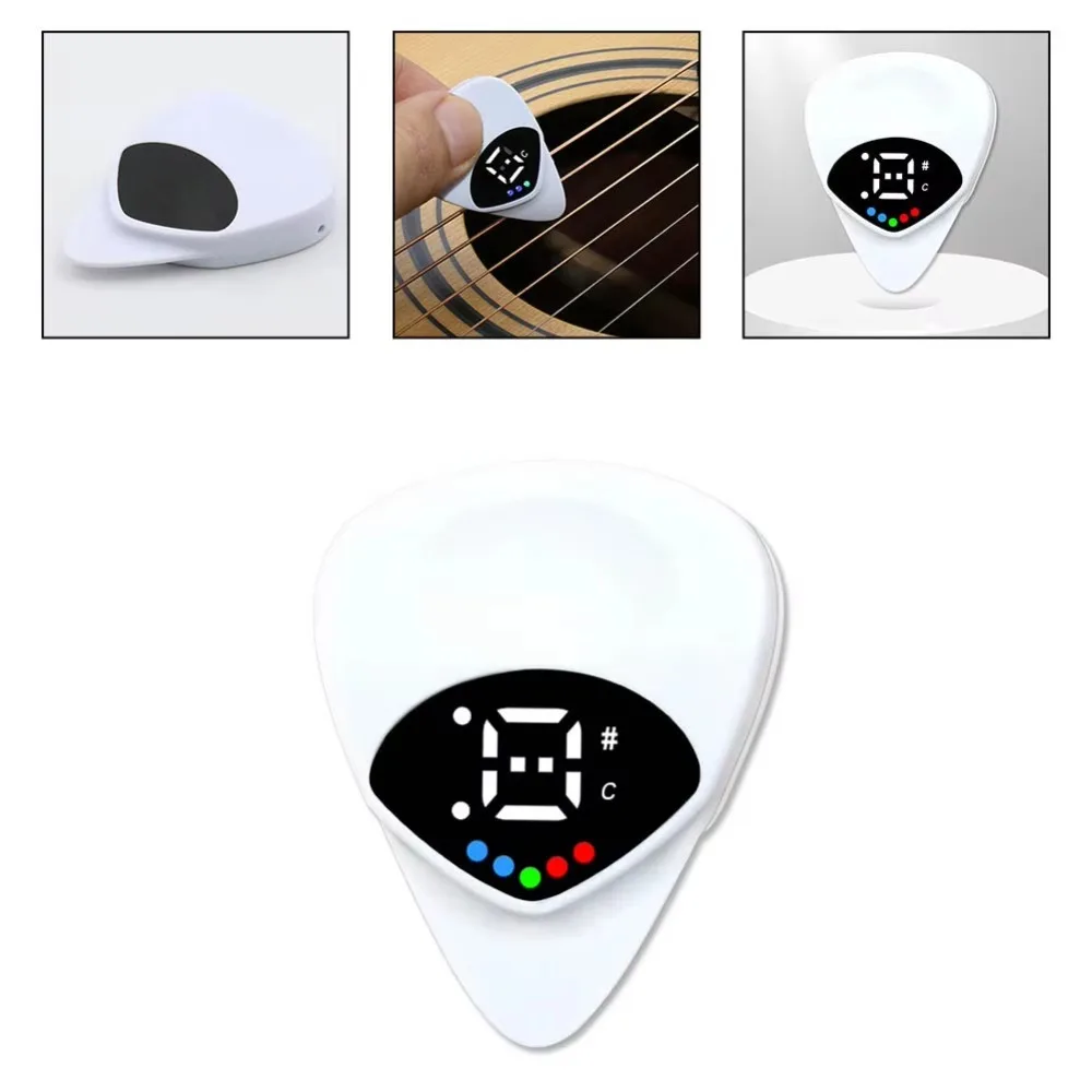 2-in-1 Guitar Pick & Tuner Combo Small 12-Tone Equal Temperament Multi-function Tuner ABS Instrument Accessories