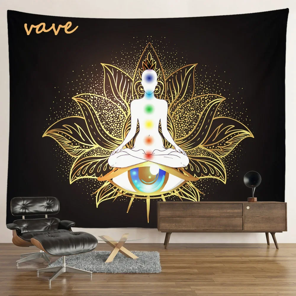 Indian Buddha Statue Meditation 7 Chakra Tapestry Wall Hanging Mandala Tapestries Wall Cloth Psychedelic Yoga Wall Hanging