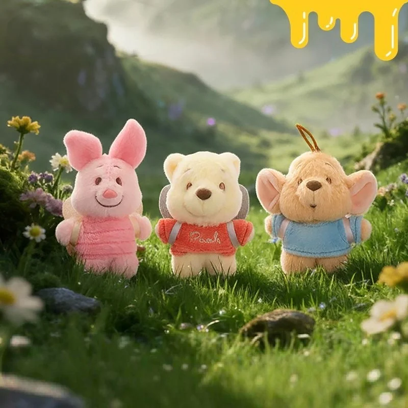

3Pcs Disney Pooh Bear Piglet Roo Soft Plush Keychain Backpack Suspension Decoration Key Anti-Lost Decoration Bestie Easter Gift