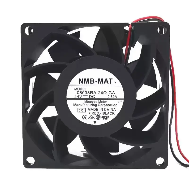 For NMB-MAT 08038RA-24Q-GA DC 24V 0.80A 8038 80x80x38mm Double Ball Bearing Server Inverter Chassis Enclosure Fan