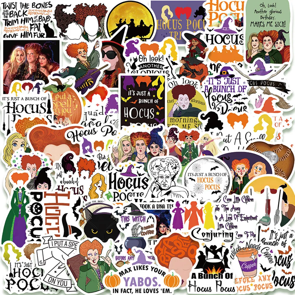 

10/30/50/100pcs Disney Hocus Pocus Halloween Witch Stickers Horror Graffiti Decal Phone Laptop Notebook Cartoon Sticker Kids Toy