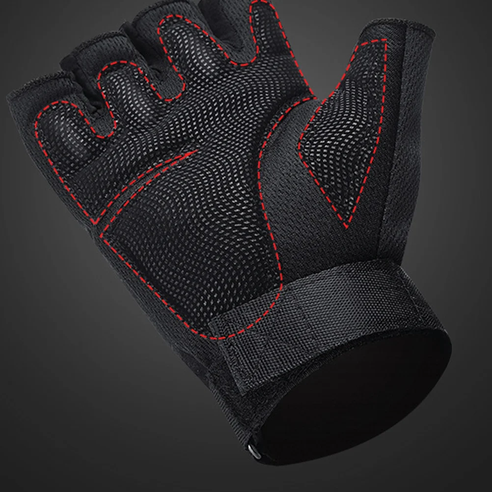 

1 Pair Half-Finger Protective Gloves Black Xl Size Comfortable Breathable Fabric Anti-Slip Shock-Absorbing Palm For Outdoor