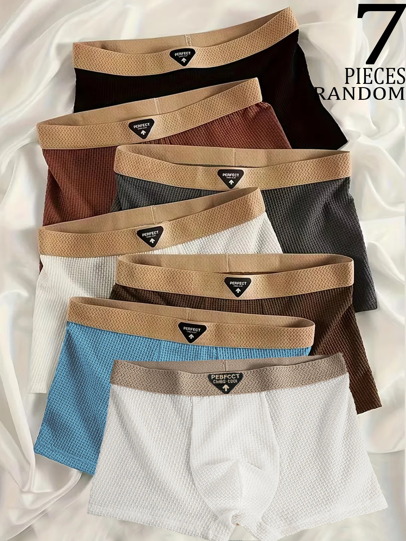 

7pcs Men's Boxer Shorts Summer Cool and Lightweight Underwear Breathable Sexy Slim Lingerie Air-conditioned Panties Random