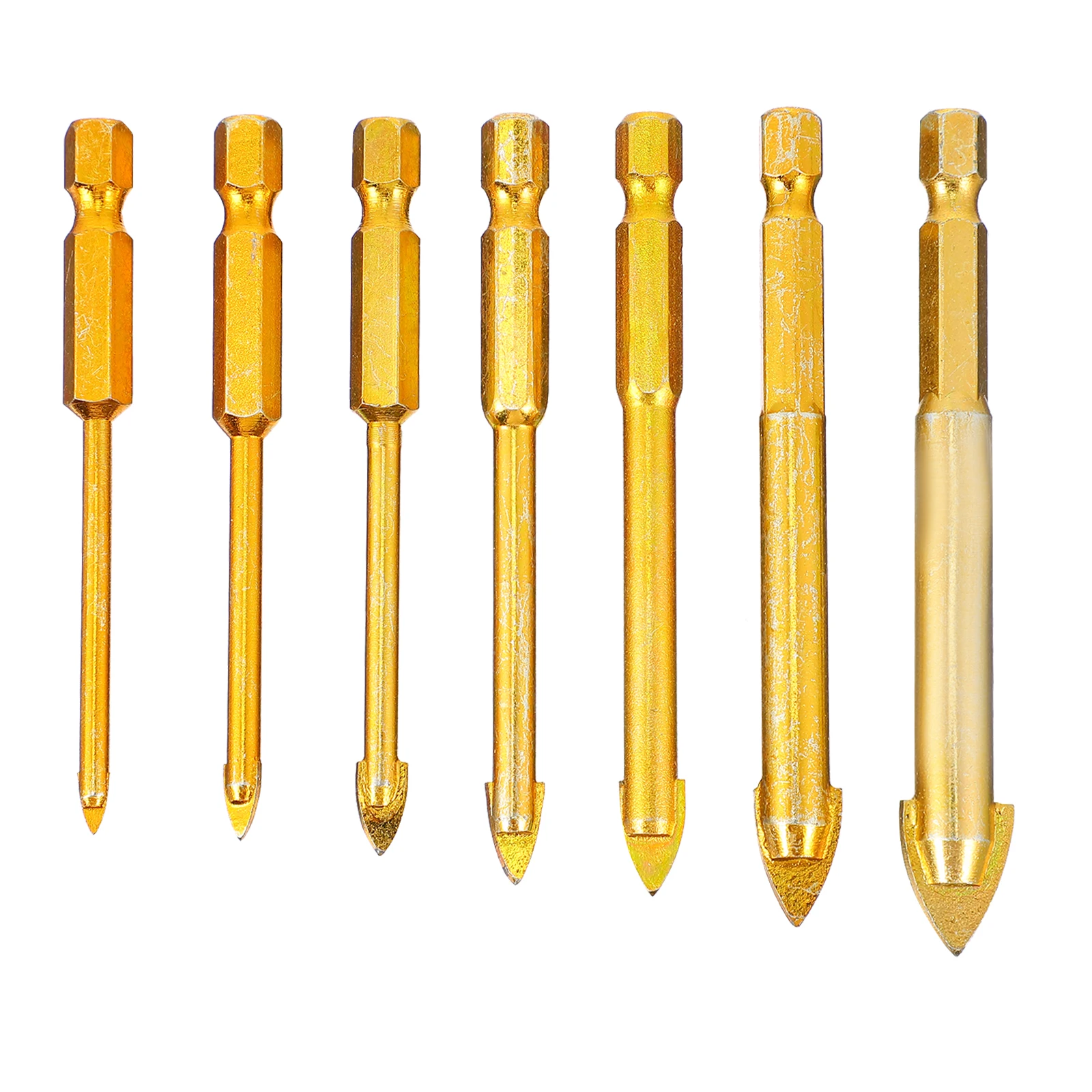 

7pcs Hard Alloy Tile Drill Bit Ceramic Glass Hole Opener Drilling Tool Carbide Saw Enlarger Circle Arc Positioning Vibration