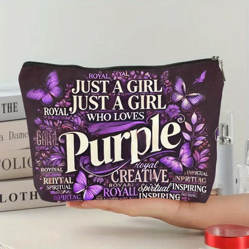 Un sac de maquillage au design créatif Purple Passion – Jolie pochette multifonctionnelle à fermeture éclair pour femmes, sac de rangement de bijoux