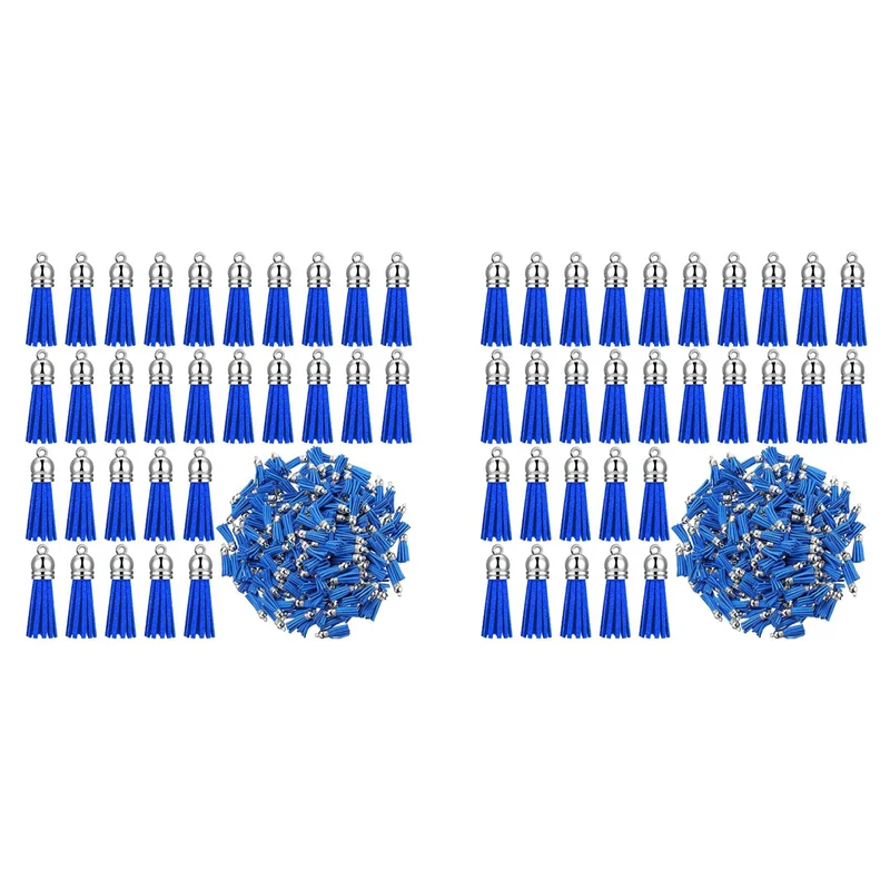 

(New)-200Pcs Keychain Tassels Faux Suede Leather Tassel Pendants Keychain Decoration For DIY Crafts Making Supplies (Blue)