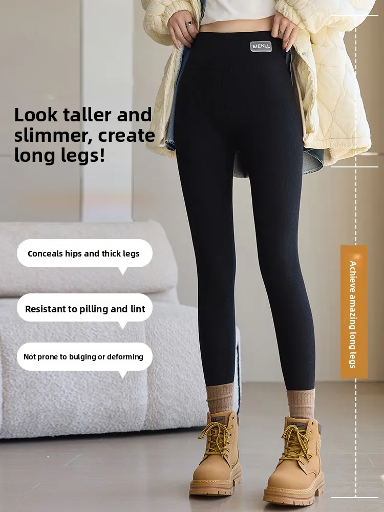 กางเกงโยคะเอวสูง Thiened Fce สำหรับผู้หญิง กางเกงกระชับสัดส่วน อุ่นสบาย ผ้าเนื้อนุ่ม ไม่พองตัว สวมใส่สบาย ยืดหยุ่นได้ดี