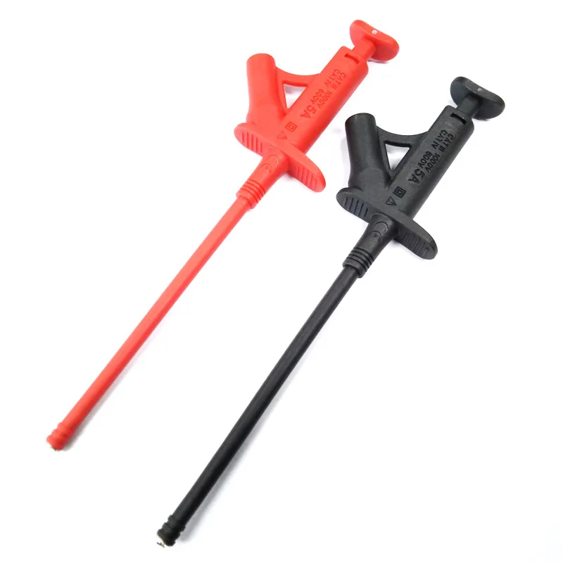 Multimeter-Anschlusskabel, 4 mm, Bananenstecker, isoliert, für Hochspannung, flexible Sonde, Federschäden, Testhaken – Detail 4