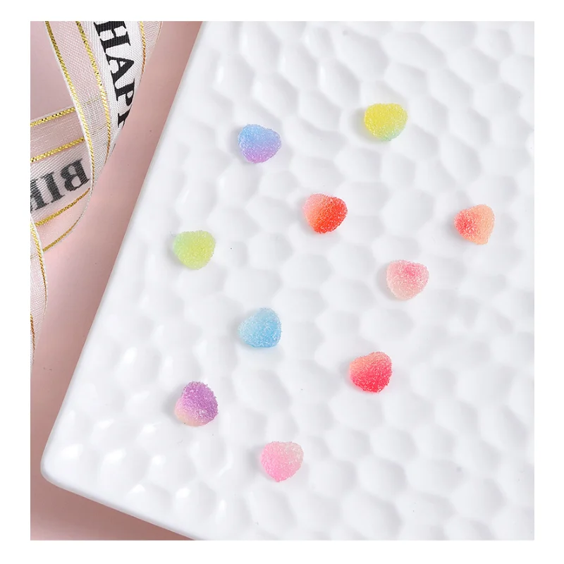 20 stücke Mini Imitation herzförmige Fudge Candy Gummi Flatback Scrap book DIY Hochzeit Haarnadel Verzierungen Zubehör – Detail 3
