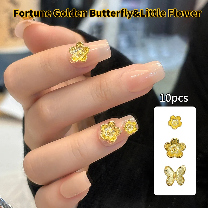 10pcs Elegant Flower Nail Art Charms 3d Alloy Rose Flower Nail Art Charms Gold Nail Jewelry Decoration Nail Metal Parts