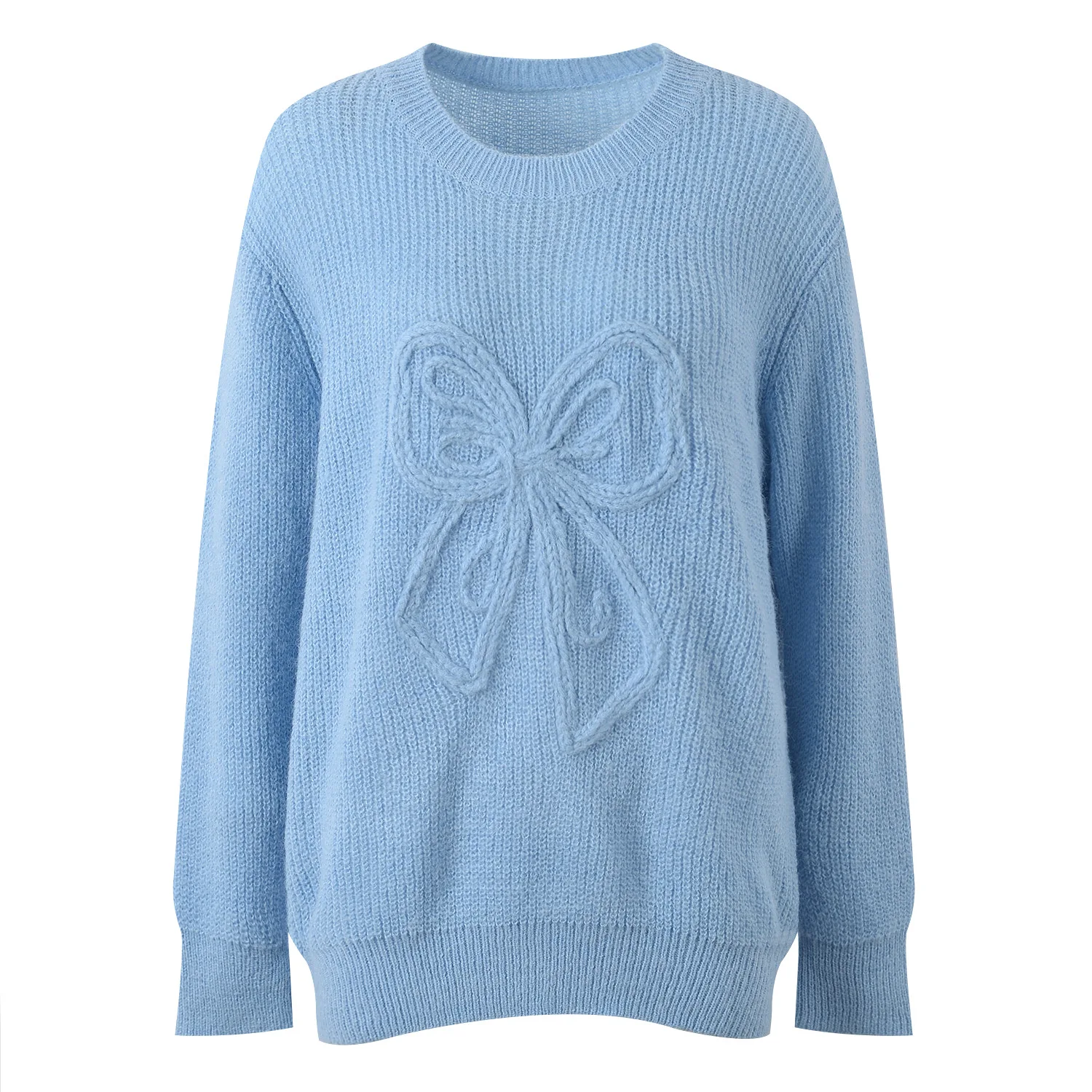 

Ele European Sle Sweater Sweet 3D Knot Long Sve круглый трикотажный топ для женщин Lazy Faion Trend