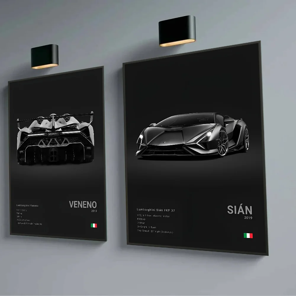 Modern Supercar L-Lamborghini Poster Sticky Wall Art Printing Waterproof Home Living Bed Room Garage Bar Aesthetic Decor