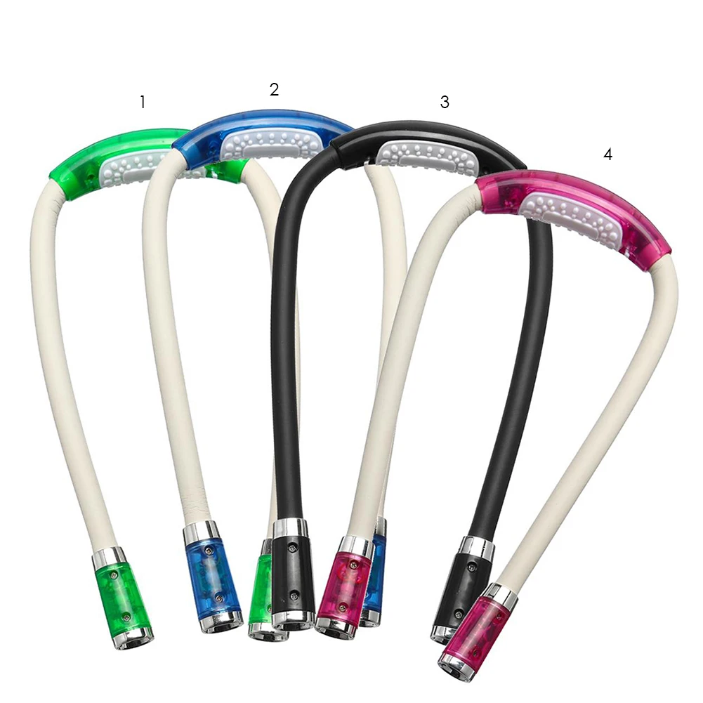LED Flexible Handsfree Hug Neck Reading Book Light Lamp Torch Black Blue Pink Flashlight Work Lamp