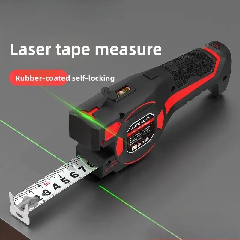 2 in 1 Laser Distance Meter Tape Measure 5M Steel Tape Laser Rangefinder USB Charging Level Measuring Tool