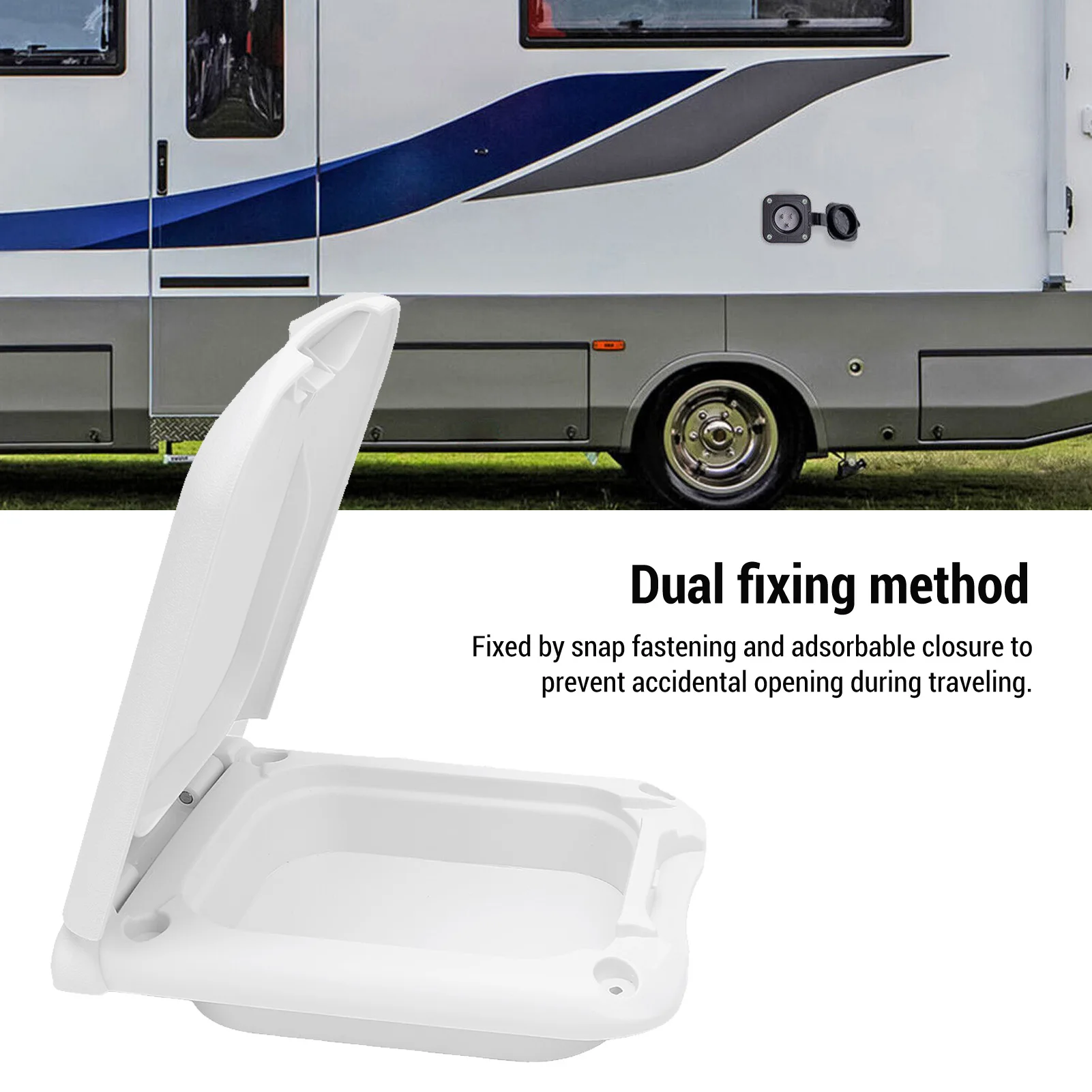 

Trailer Electrical Outlet Box Colorfast RV Power Outlet Box Anti Crack Dual Fixing UV Proof Easy Identification for Motorhome