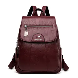 Mochila Vintage de cuero para mujer, bolso escolar de alta calidad, bolsa de viaje, 2023